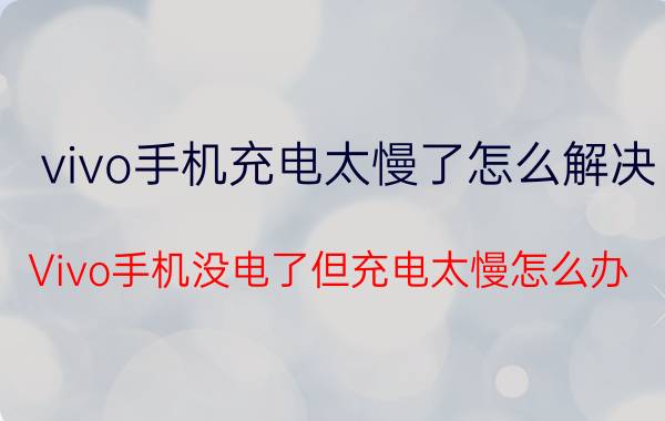 vivo手机充电太慢了怎么解决 Vivo手机没电了但充电太慢怎么办？